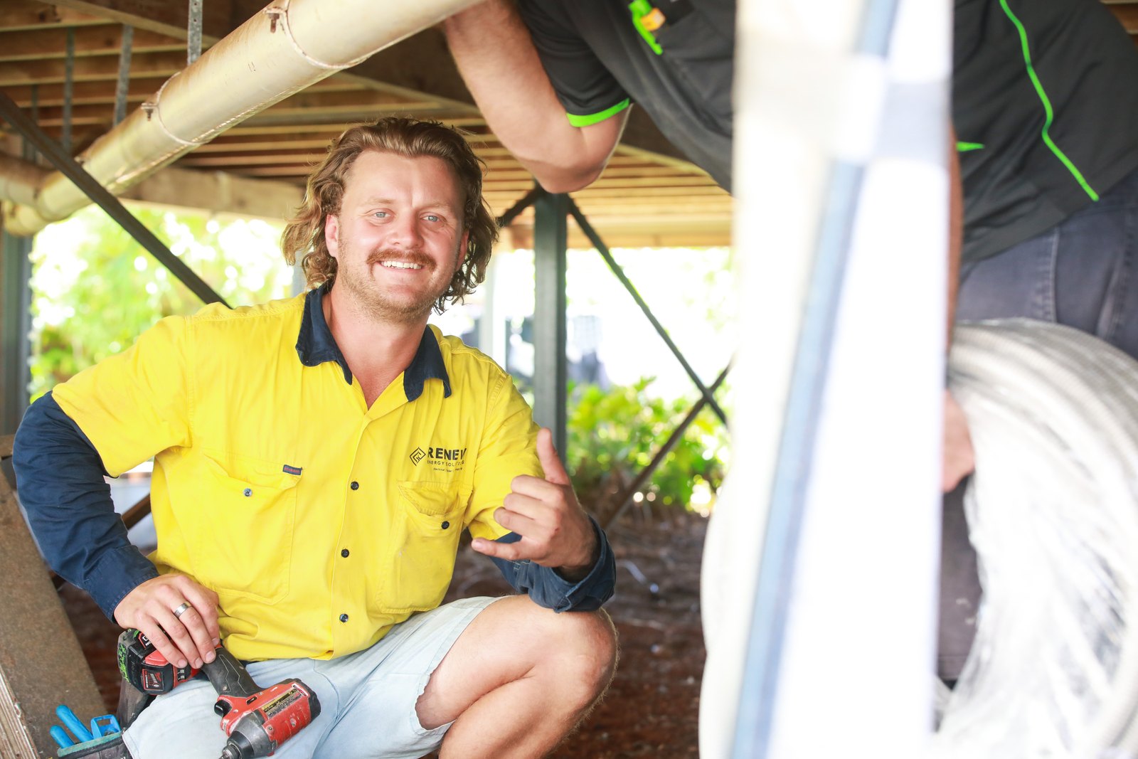 A Renew Energy electrician at work