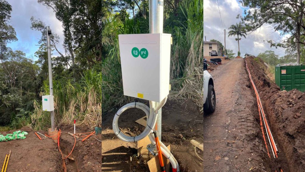 A new property pole formed part of the switch to three-phase power.